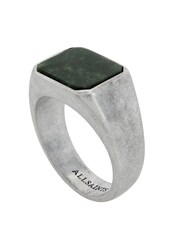 AllSaints Black Mens Onyx Sterling Silver Tone Signet Ring - Image 2 of 3