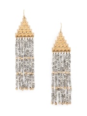 AllSaints Grey Pyramid Beaded Fringe Earrings - Image 3 of 3