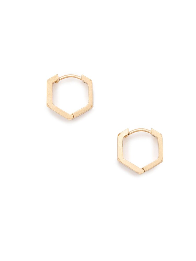 AllSaints Gold Tone Hexagon Hoop Earrings - Image 1 of 4
