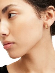AllSaints Gold Tone Hexagon Hoop Earrings - Image 3 of 4