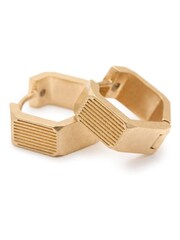 AllSaints Gold Tone Hexagon Hoop Earrings - Image 4 of 4