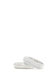 AllSaints Silver Tone Chunky Pearl Ring Set - Image 1 of 4