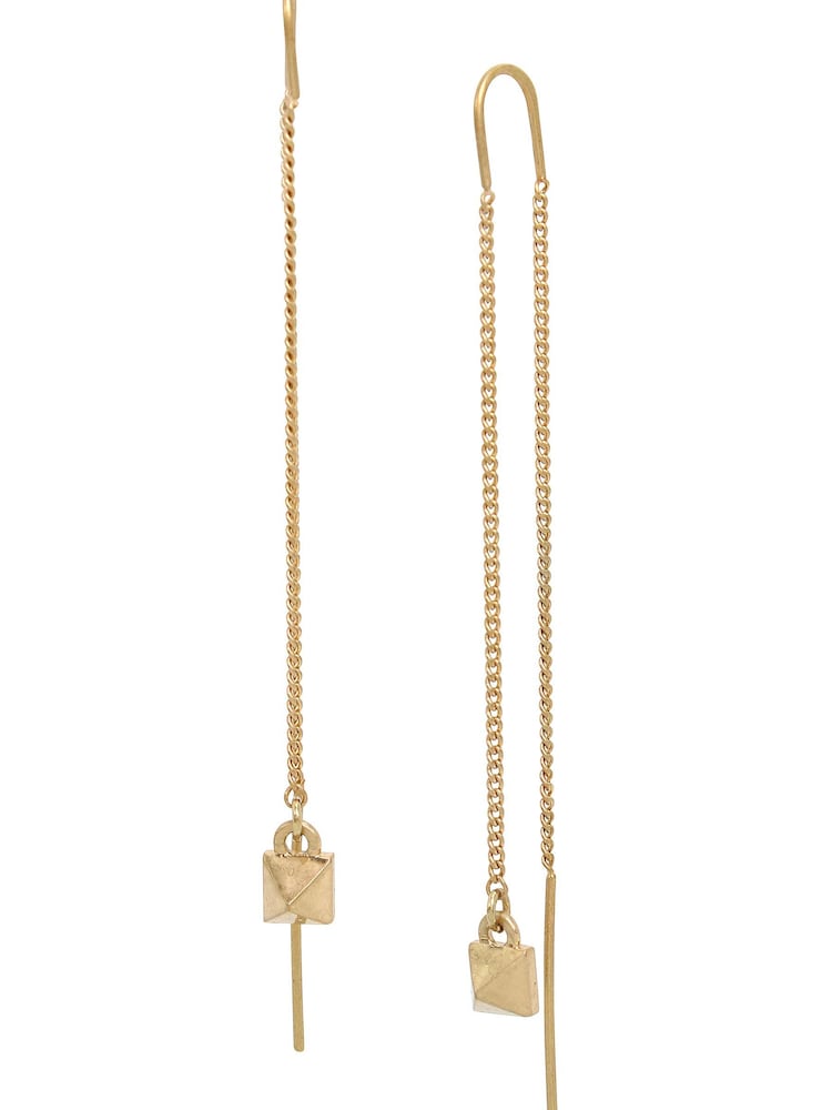 AllSaints Gold Tone Pyramid Threader Earrings - Image 1 of 3 AllSaints Gold Tone Pyramid Threader Earrings - Image 1 of 3