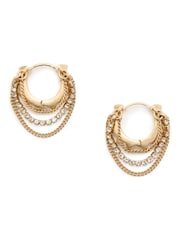 AllSaints Silver Tone Pyramid Chain Hoop Earrings - Image 1 of 3
