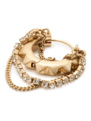 AllSaints Silver Tone Pyramid Chain Hoop Earrings - Image 3 of 3