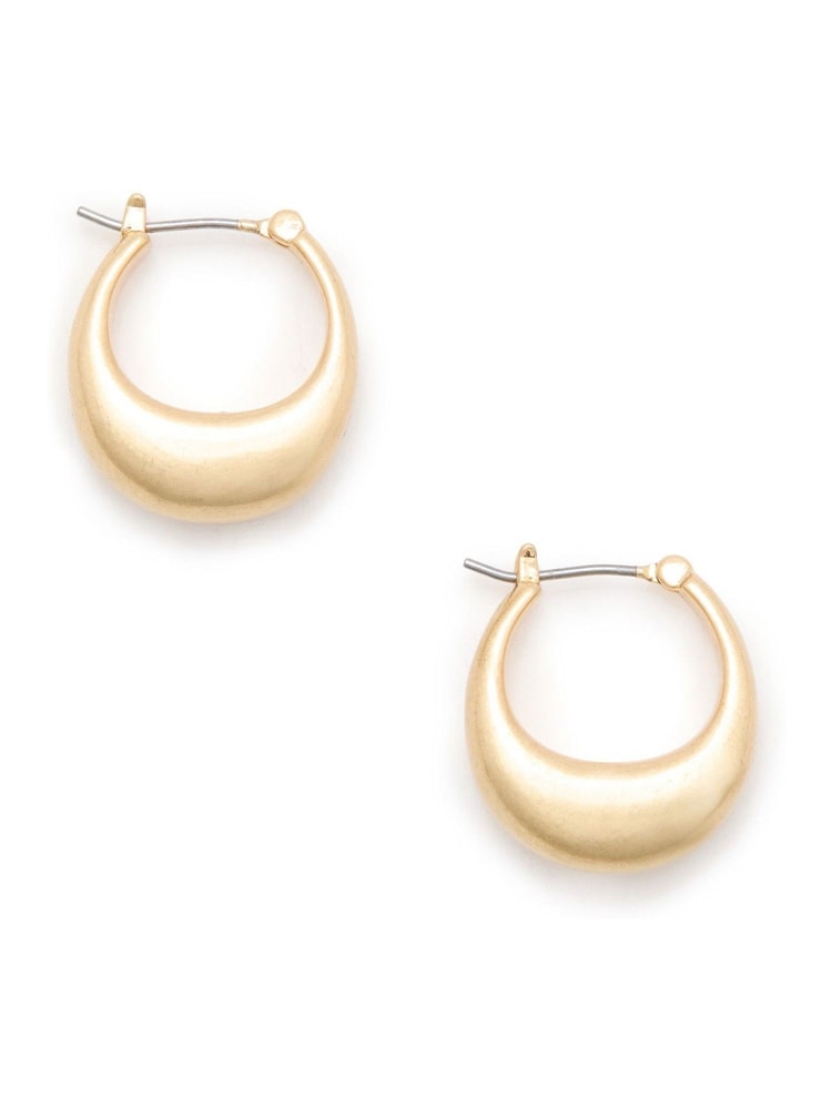 AllSaints Gold Tone Sculpted Tube Hoop Earrings - Image 1 of 4