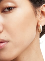 AllSaints Gold Tone Sculpted Tube Hoop Earrings - Image 4 of 4