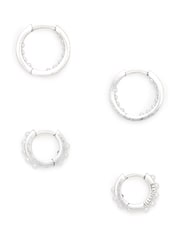 AllSaints Silver Tone Pearl Hoop Duo Earrings Set - Image 1 of 5