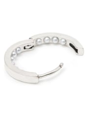 AllSaints Silver Tone Pearl Hoop Duo Earrings Set - Image 3 of 5