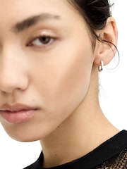 AllSaints Silver Tone Pearl Hoop Duo Earrings Set - Image 4 of 5