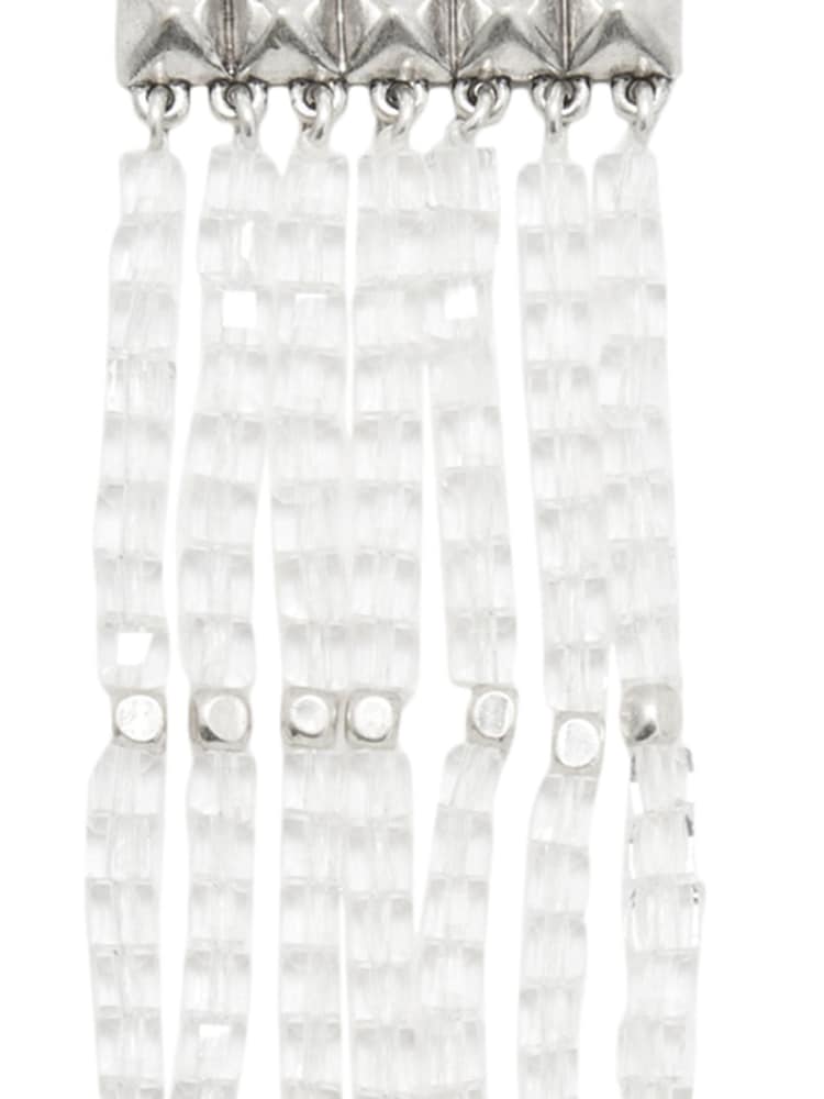 AllSaints White Pyramid Beaded Fringe Earrings - Image 3 of 3