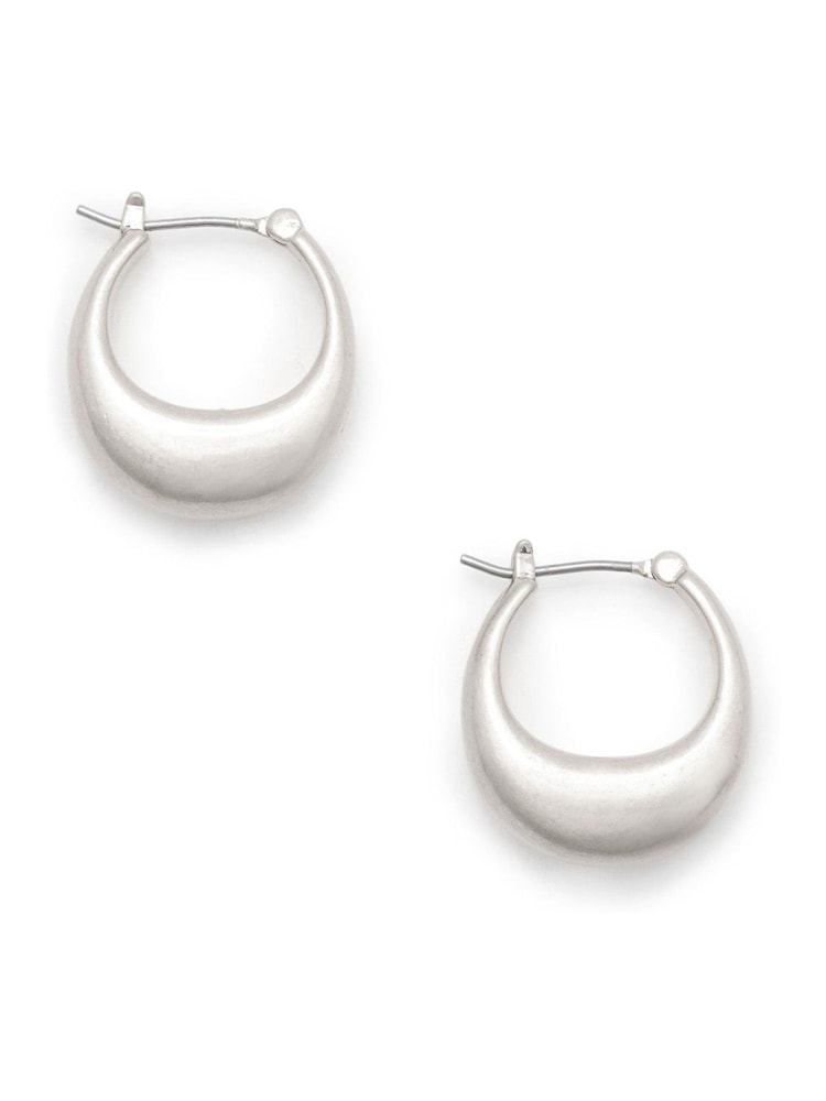 AllSaints Silver Tone Sculpted Tube Hoop Earrings - Image 1 of 4