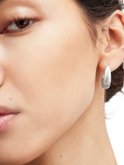 AllSaints Silver Tone Sculpted Tube Hoop Earrings - Image 4 of 4