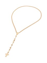 AllSaints Gold Tone Signature Saint And Cross Y Necklace - Image 1 of 5