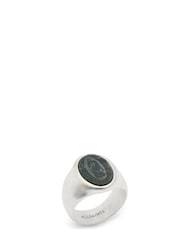 AllSaints Black Mens Onyx Sterling Signature Saint Signet Ring - Image 2 of 4