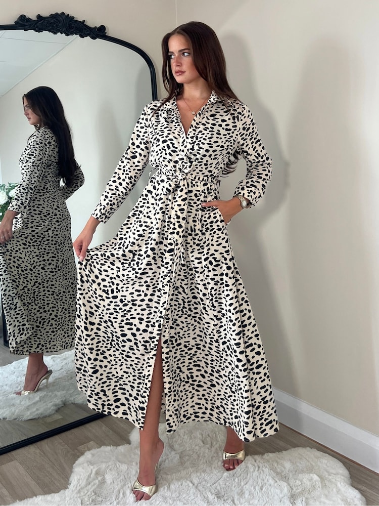 Girl In Mind Natural Angela Piping Detail Midi Shirt Dress - Image 1 of 4 Girl In Mind Natural Angela Piping Detail Midi Shirt Dress - Image 1 of 4