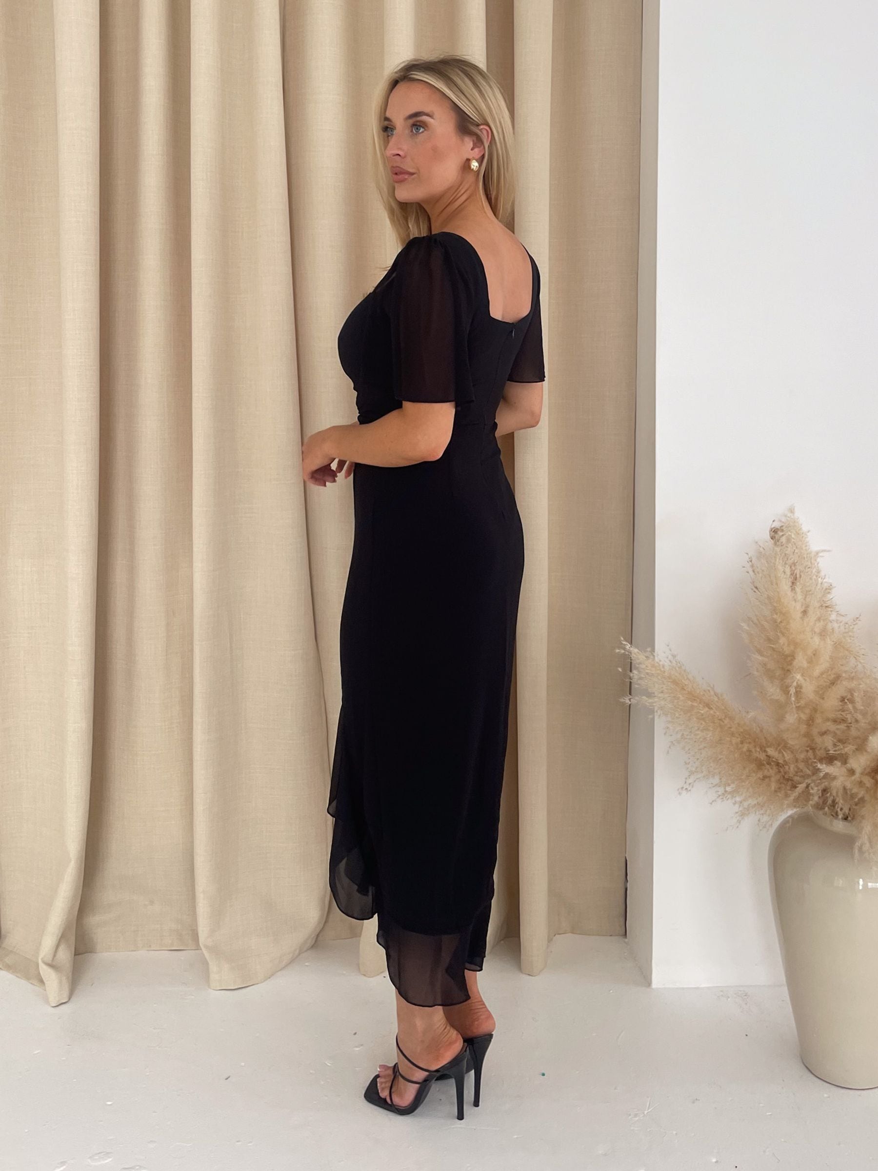 Buy Girl In Mind Black Heidi Ruched Midi Dress from Next USA
