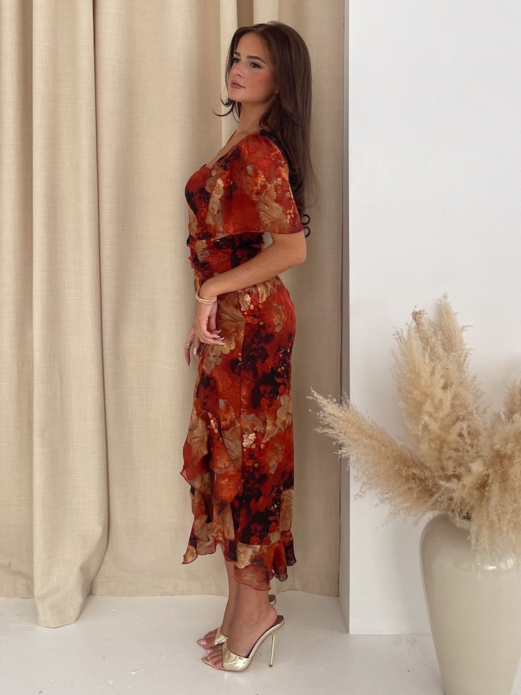 Orange - Girl In Mind Midi-Kleid „Heidi“ mit Rüschen - Bild 2 von 4 Orange - Girl In Mind Midi-Kleid „Heidi“ mit Rüschen - Bild 2 von 4