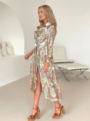 Girl In Mind Yellow Odette Tie Front Shirt Dress - Image 3 of 4