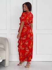 Girl In Mind Orange/Red Farren Wrap Maxi Dress - Image 3 of 4