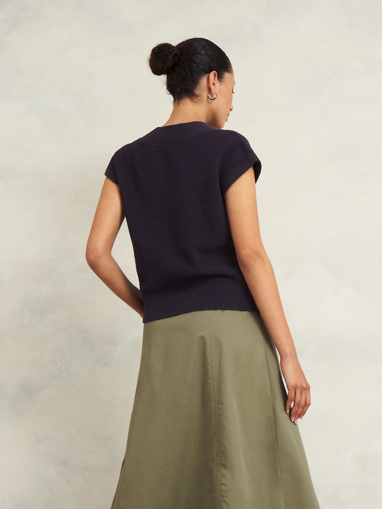Hobbs Blue Ariel Knitted 100% Cotton Top - Image 2 of 4