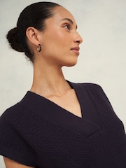 Hobbs Blue Ariel Knitted 100% Cotton Top - Image 3 of 4