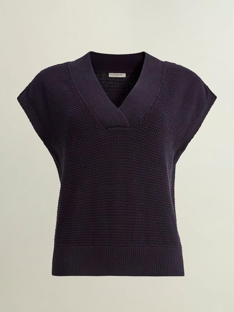Hobbs Blue Ariel Knitted 100% Cotton Top - Image 4 of 4