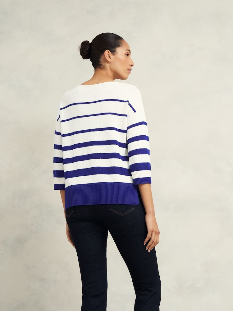 Hobbs Blue Elaine Stripe Jumper - Image 2 of 4 Hobbs Blue Elaine Stripe Jumper - Image 2 of 4