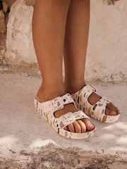 White Terrazzo Printed Double Buckle Sandals - Image 1 of 9