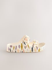White Terrazzo Printed Double Buckle Sandals - Image 5 of 9