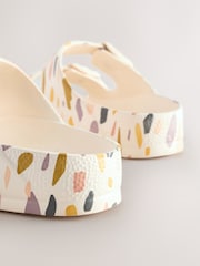 White Terrazzo Printed Double Buckle Sandals - Image 6 of 9