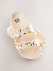 White Terrazzo Printed Double Buckle Sandals - Image 7 of 9