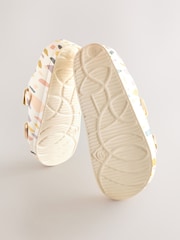 White Terrazzo Printed Double Buckle Sandals - Image 8 of 9