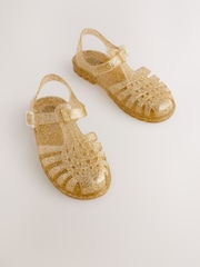 Gold Glitter Jelly Sandals - Image 1 of 5