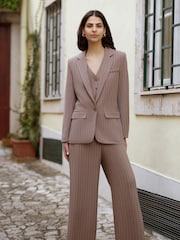 Yumi Brown Pinstripe Blazer - Image 3 of 5
