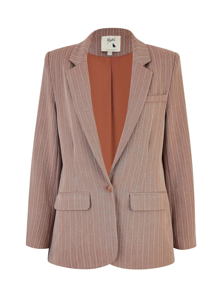 Yumi Brown Pinstripe Blazer - Image 5 of 5