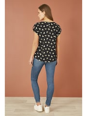 Yumi Black Foil Butterfly Print Top - Image 2 of 3