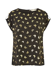 Yumi Black Foil Butterfly Print Top - Image 3 of 3