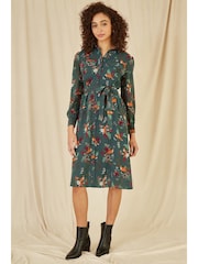 Yumi Green Fox Print Shirt Midi Dress - Image 2 of 4