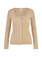 Yumi Prilagojena rebra Button Up pletena jopa - Slika 5 iz 5