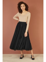 Yumi Black Mesh Tulle Skirt - Image 1 of 4