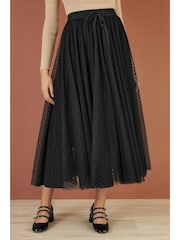 Yumi Black Mesh Tulle Skirt - Image 2 of 4
