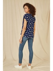 Yumi Blue Foil Butterfly Print Top - Image 3 of 5