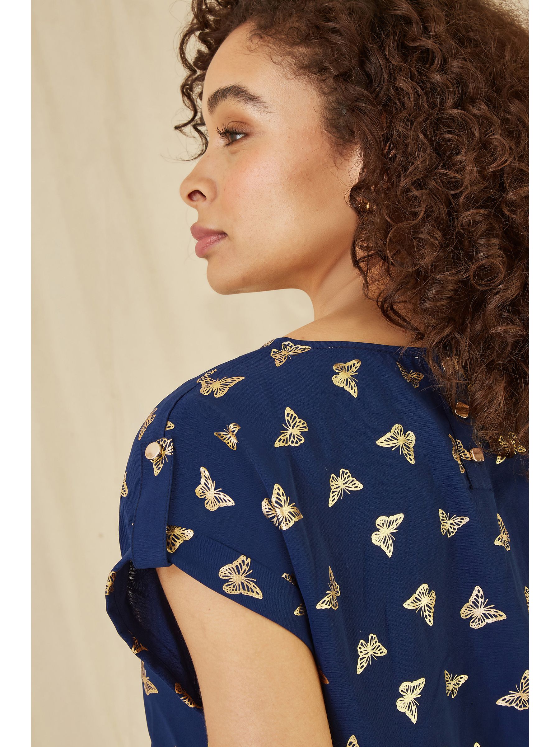 Buy Yumi Blue Foil Butterfly Print Top from Next Canada