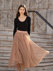 Yumi Nude Mesh Tulle Skirt - Image 1 of 5