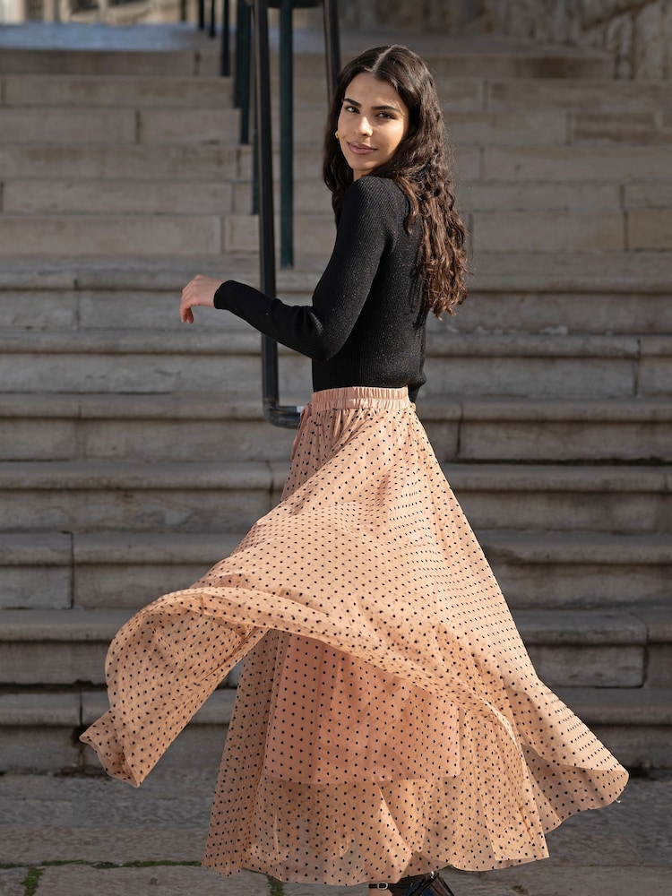 Yumi Nude Mesh Tulle Skirt - Image 2 of 5