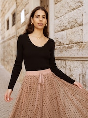 Yumi Nude Mesh Tulle Skirt - Image 3 of 5