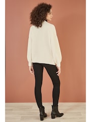 Yumi Cream Metallic Slouchy Cardigan With Pockets - Image 3 of 4