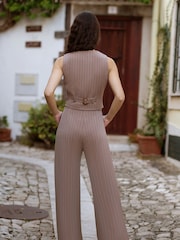 Yumi Pinstripe Cotton And Ramie Waist Coat Vest - Image 2 of 5