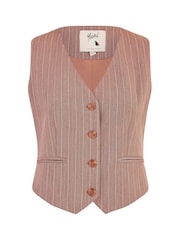 Yumi Pinstripe Cotton And Ramie Waist Coat Vest - Image 5 of 5